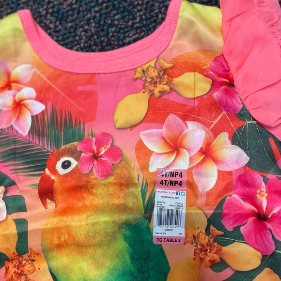 Garanimals Pink Tropical Parrot Ruffle Sleeve Tank - Picture 2 of 3